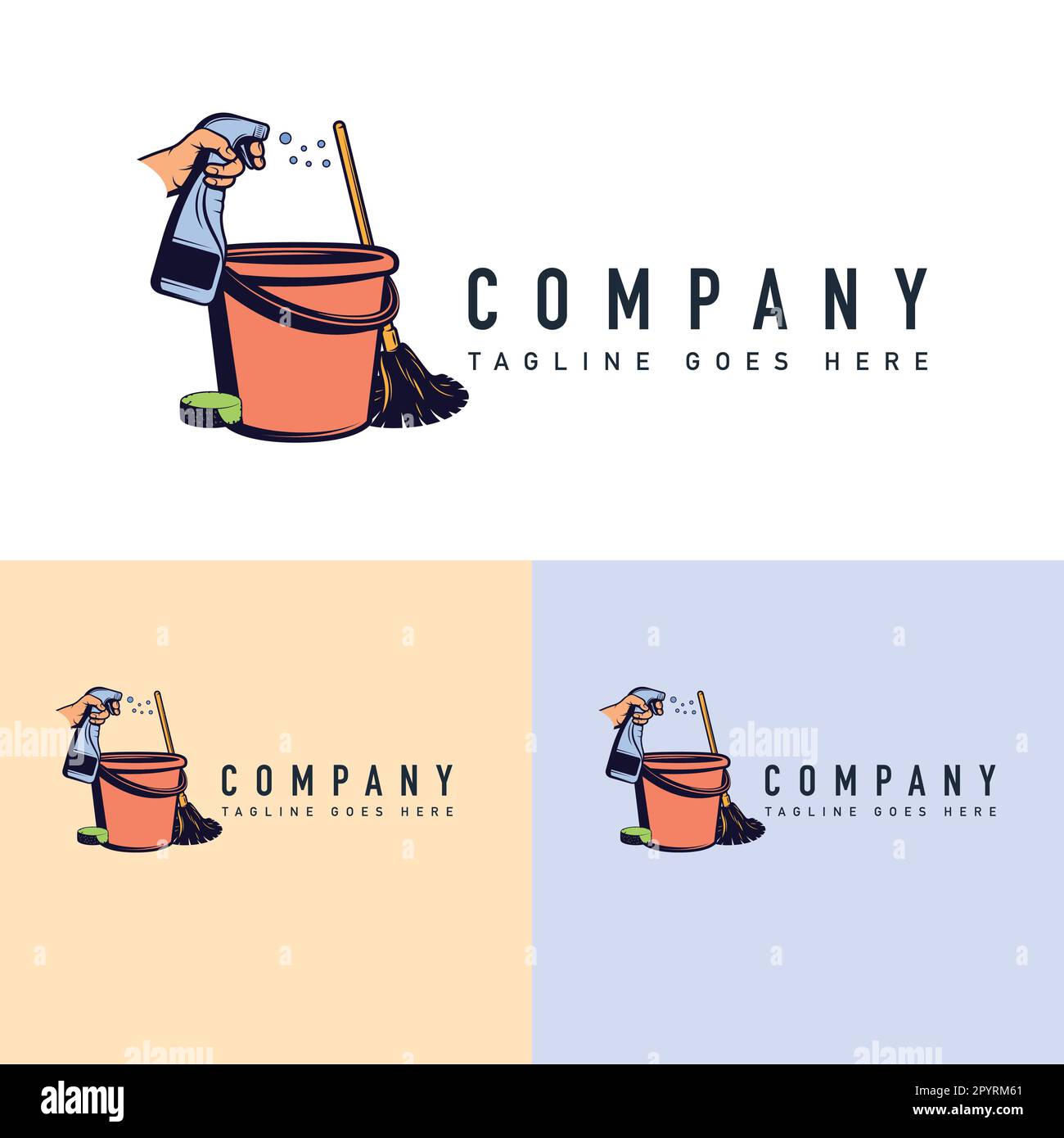 Cleaning company logo design template. Cleaning service vector illustration. Stock Vector