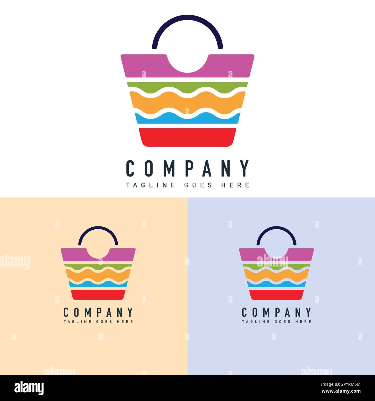 Shopping Bag Logo Design Template. Colorful Bag Logo icon Vector