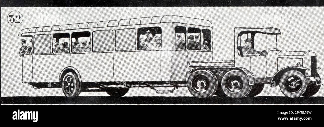 Un transport de 70 personnes par Train Far, Chenard et Walcker. 1929 ...