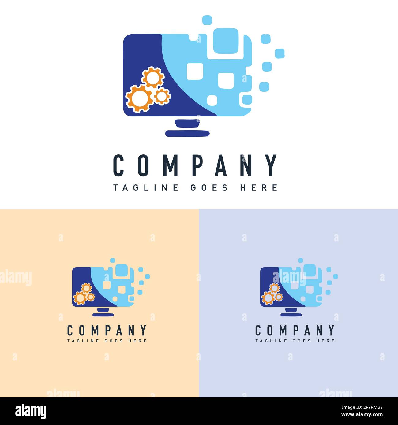 Computer Service Logo Design Vector Template. Computer Service Logo Design Concept. Stock Vector