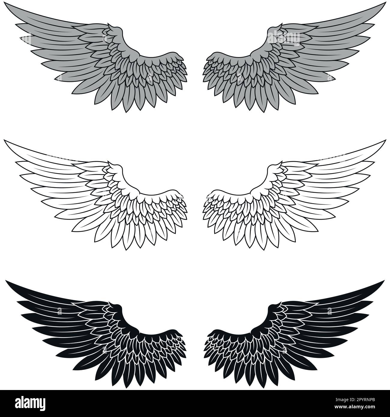 Vector design of angel wings, bird wings for decoration Stock Vector