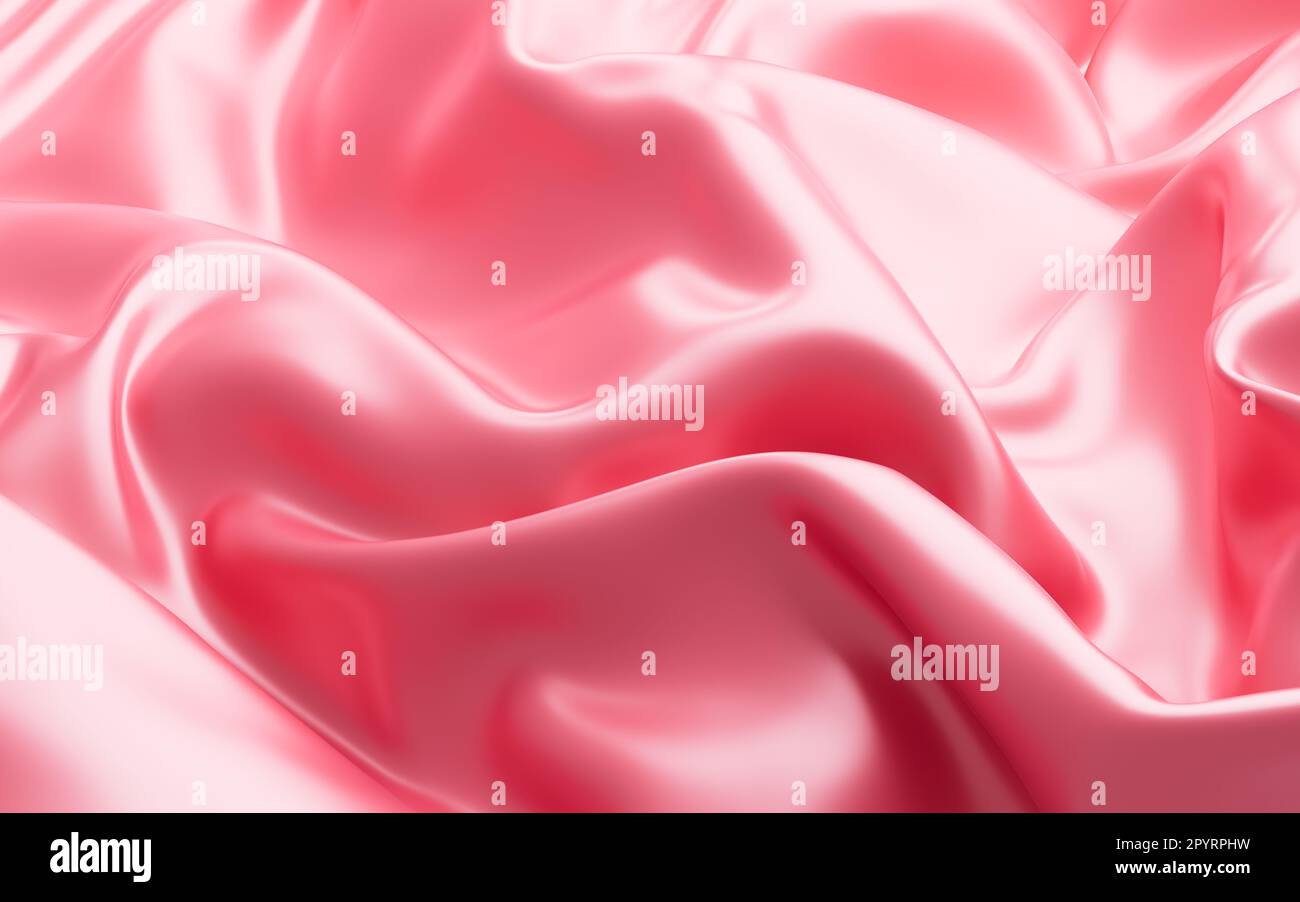 Abstract pink fabric silk texture background, 3d rendering. Digital ...