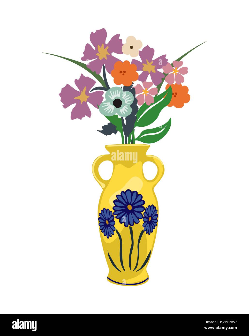 Gorgeous blooming flowers in vase isolated vector Stock Vector Image ...