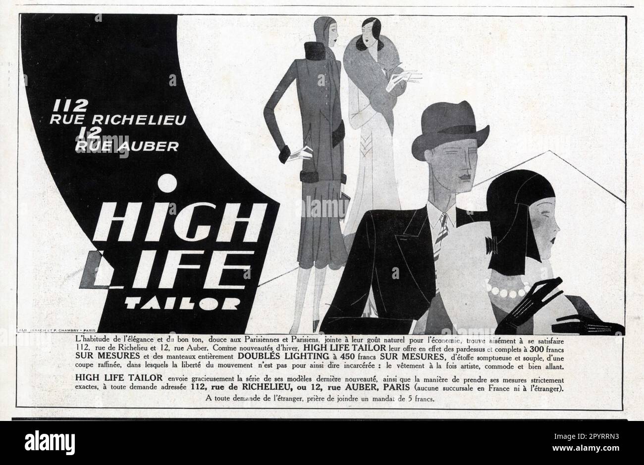 Publicité ancienne HIGH LIFE TAILOR. 1929 Stock Photo