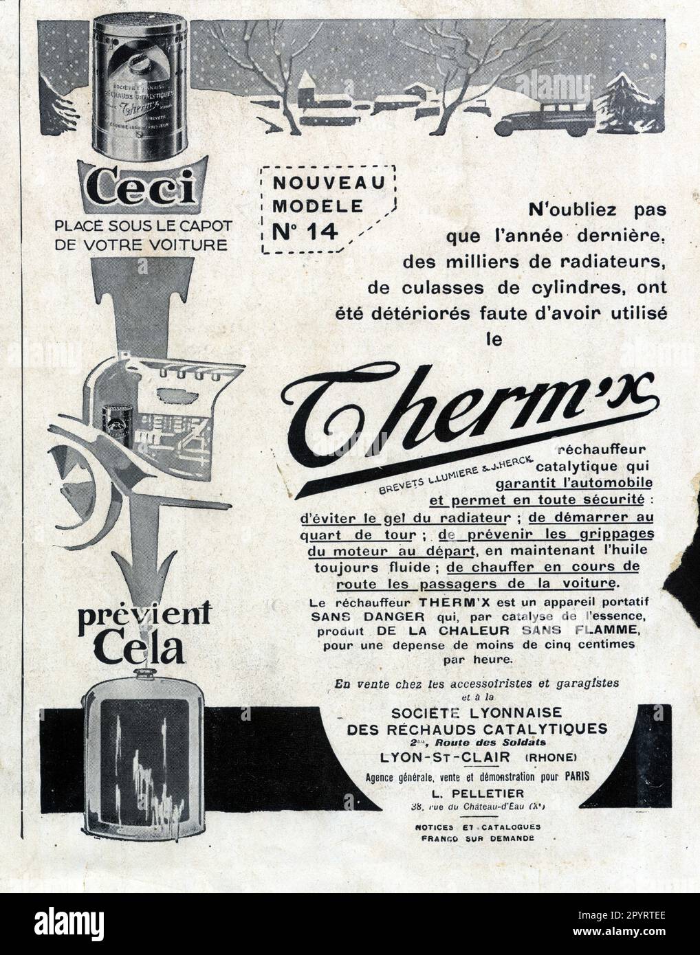 PUBLICITÉ ANCIENNE THERM'X. 1929 Stock Photo
