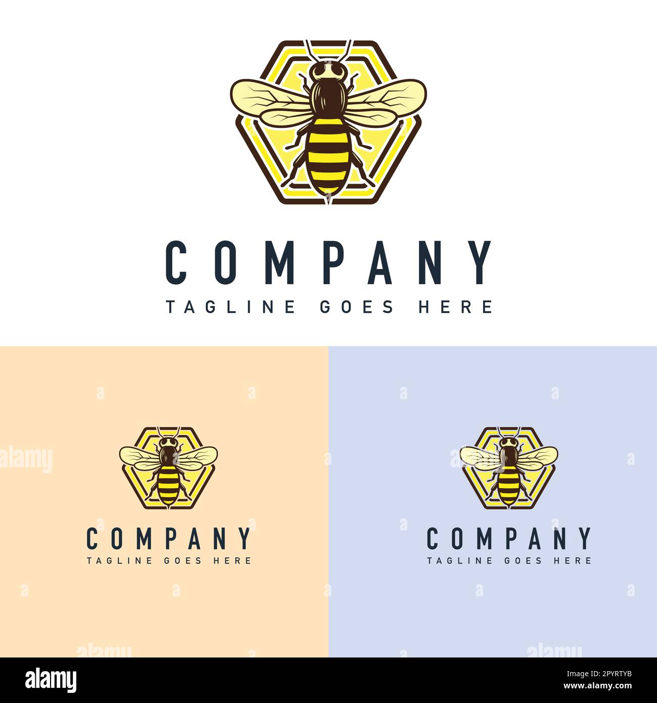 Bee logo template vector icon illustration design. Honey bee logo design. Bee Logo Design. Abstract Bee Honeycomb Logo Vector Template. Stock Vector