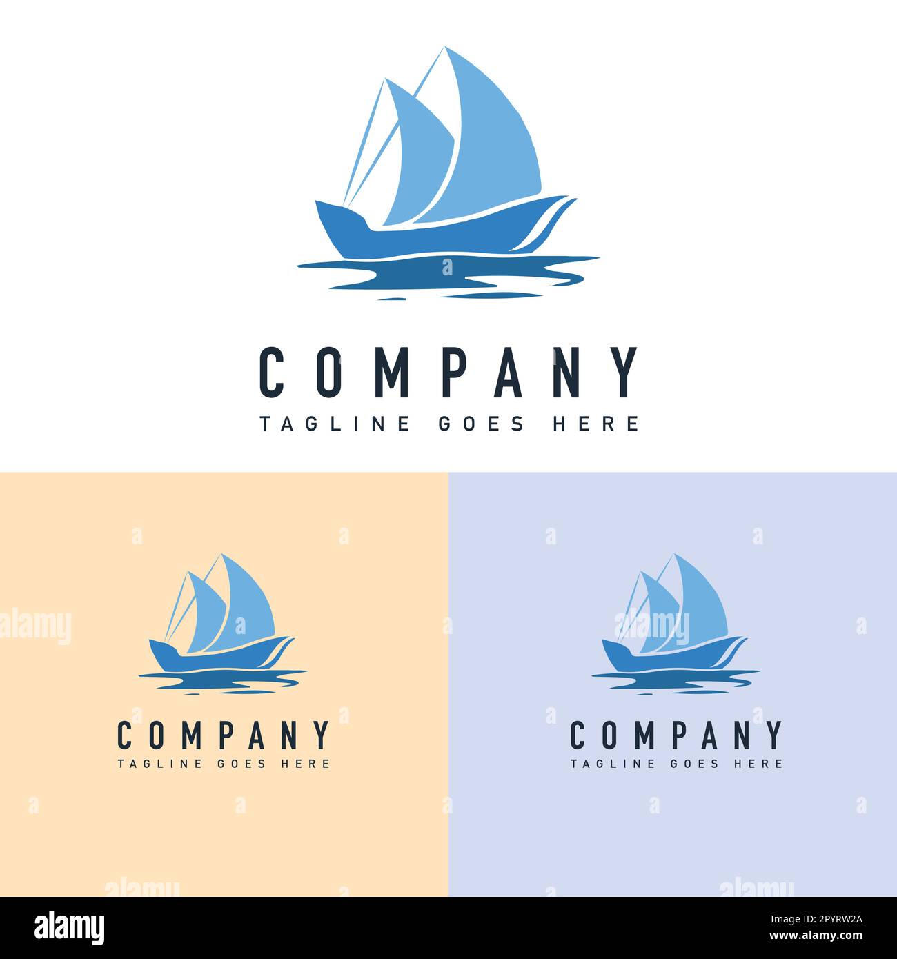 Boat Ship Logo Design. Sailing ship logo template vector icon element isolated on white background for business and corporate identity. Stock Vector