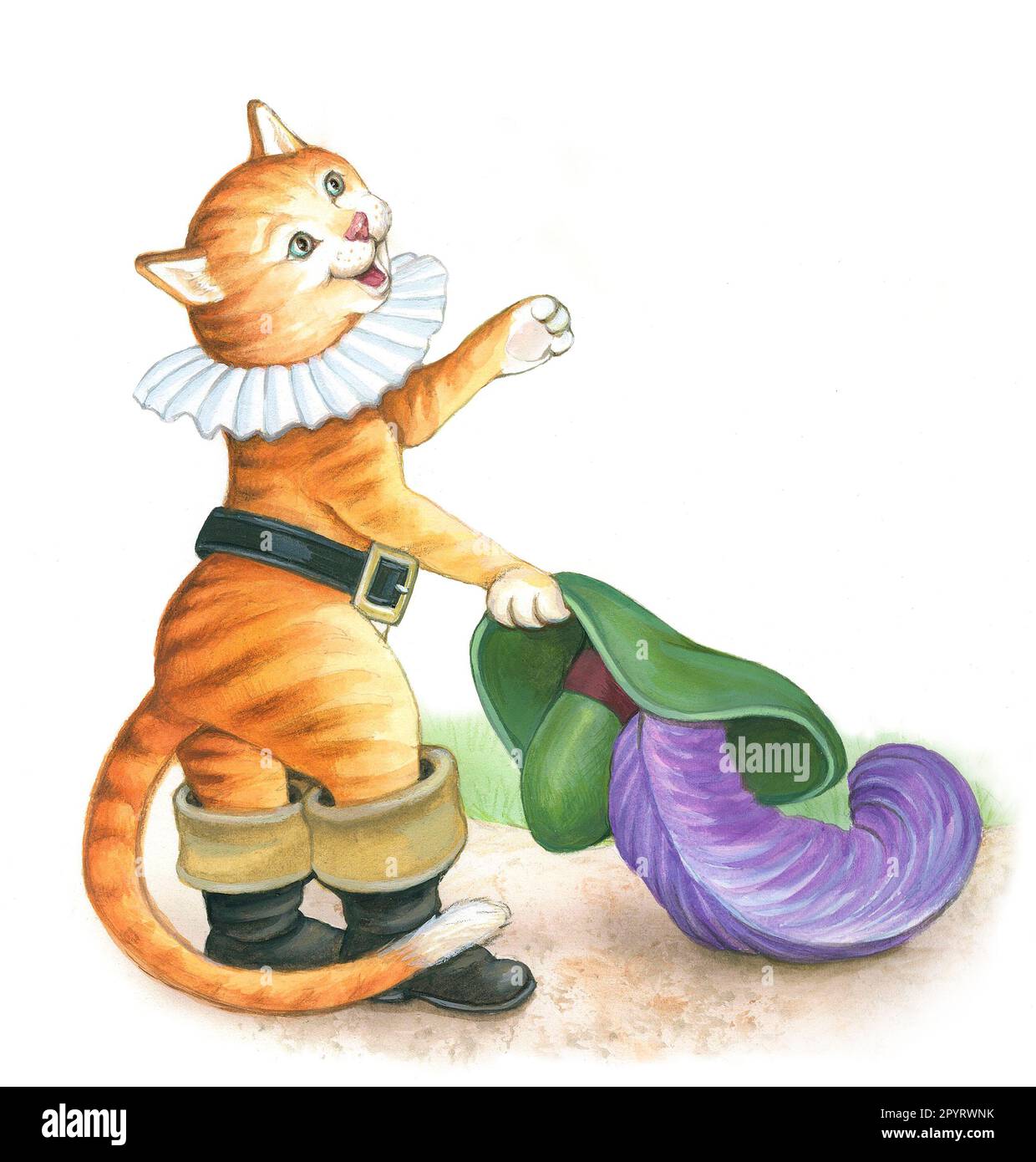 Children's stories--Puss in Boots with plume hat Stock Photo
