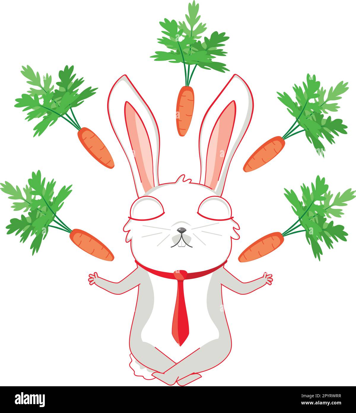 Cute cartoon white rabbit and carrot illustration Stock Vector Image ...