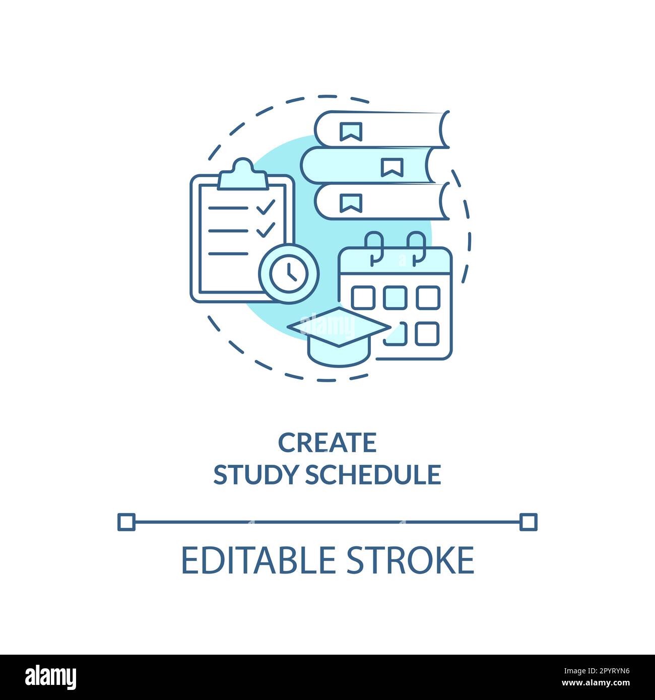 Create study schedule turquoise concept icon Stock Vector