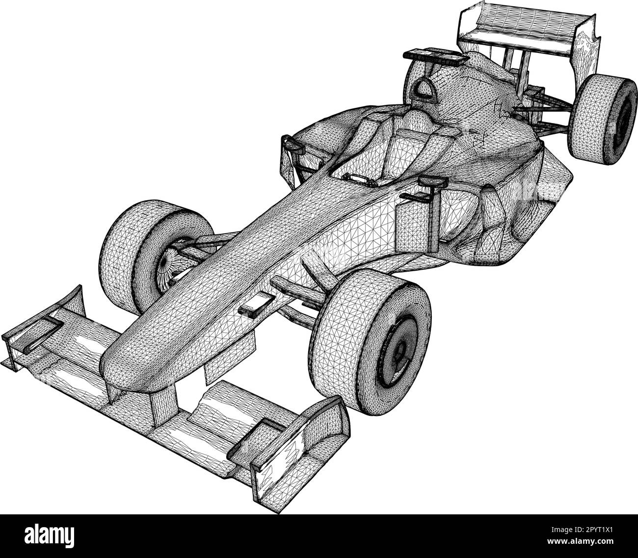 3d Rendering of a Formula Race Car in Black and White Color, Sport