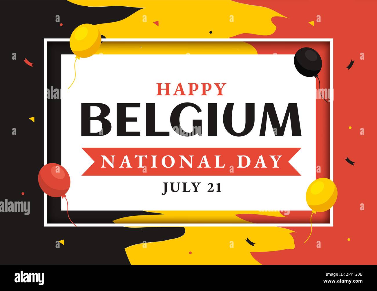Happy Belgium Independence Day on July 21 Vector Illustration with Waving Flag Background in Flat Cartoon Hand Drawn for Landing Page Templates Stock Vector