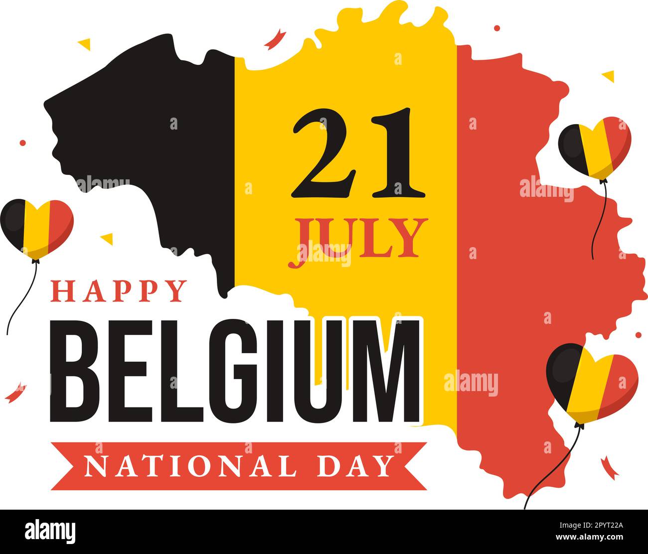 Happy Belgium Independence Day on July 21 Vector Illustration with Waving Flag Background in Flat Cartoon Hand Drawn for Landing Page Templates Stock Vector