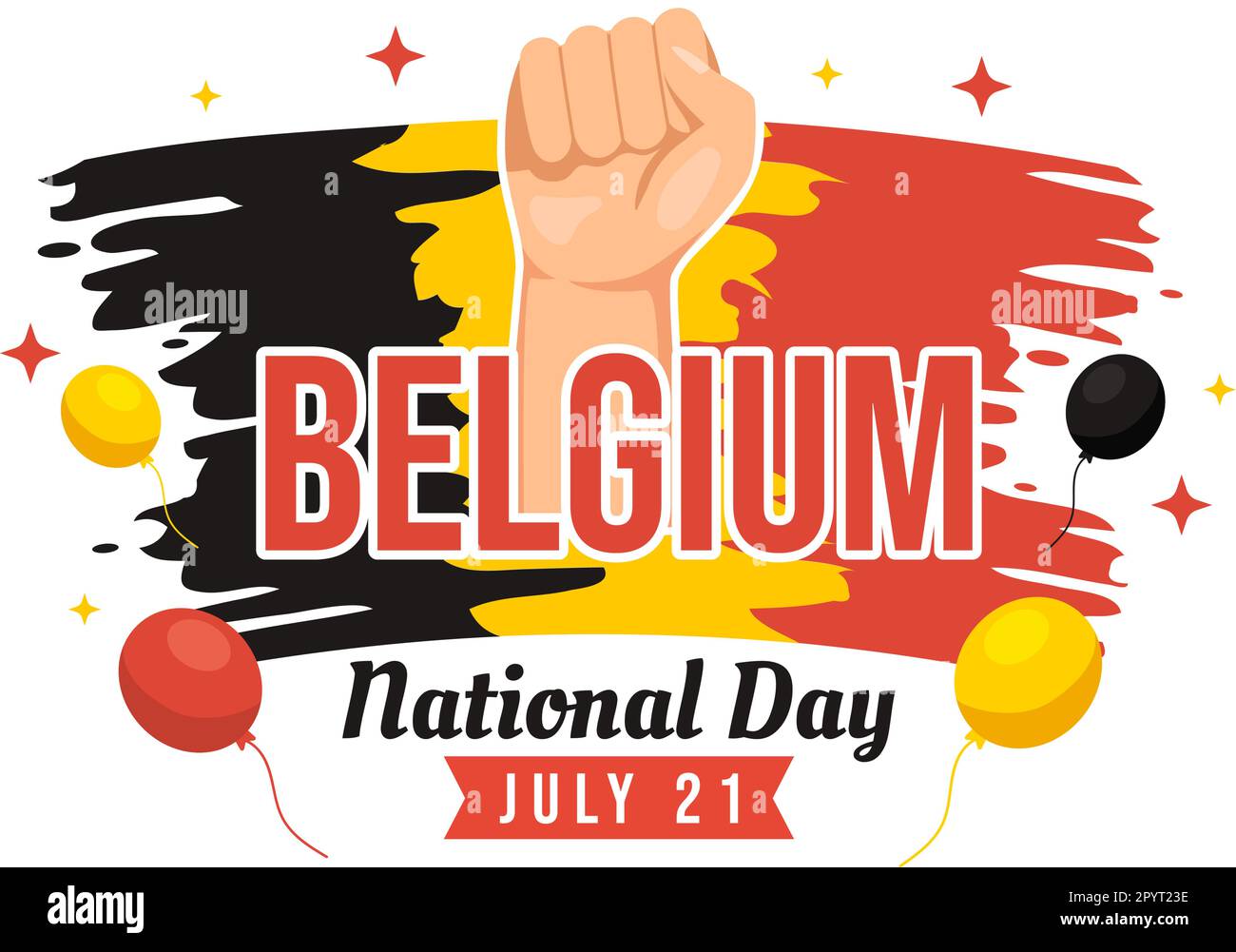 Happy Belgium Independence Day on July 21 Vector Illustration with Waving Flag Background in Flat Cartoon Hand Drawn for Landing Page Templates Stock Vector