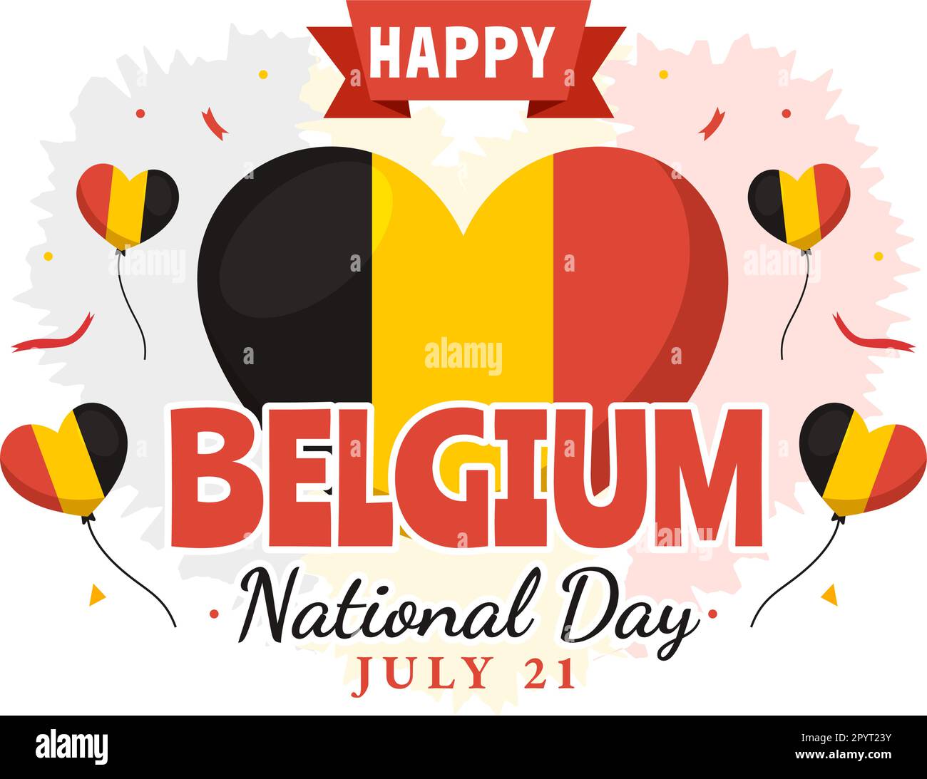 Happy Belgium Independence Day on July 21 Vector Illustration with Waving Flag Background in Flat Cartoon Hand Drawn for Landing Page Templates Stock Vector