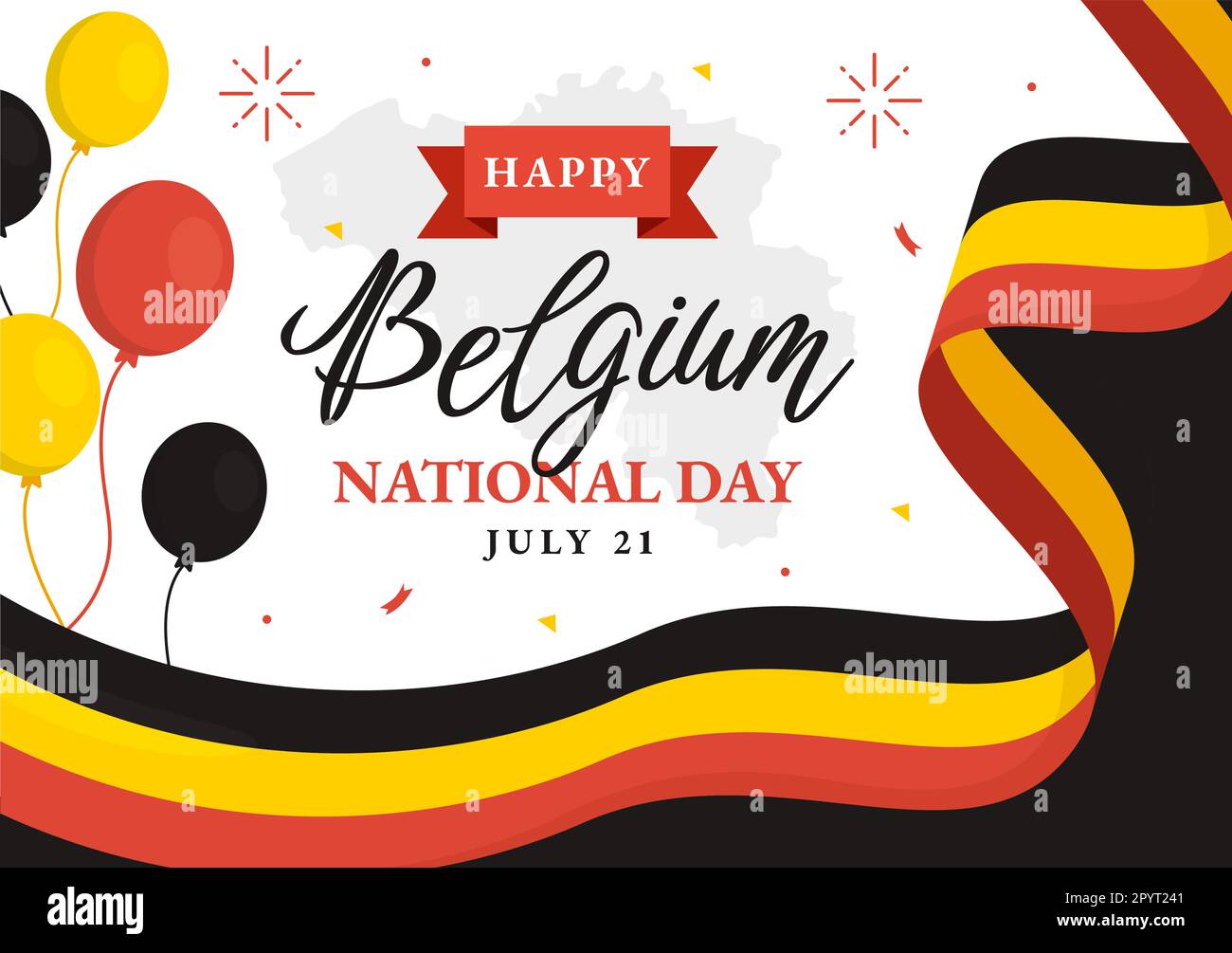 Happy Belgium Independence Day on July 21 Vector Illustration with Waving Flag Background in Flat Cartoon Hand Drawn for Landing Page Templates Stock Vector