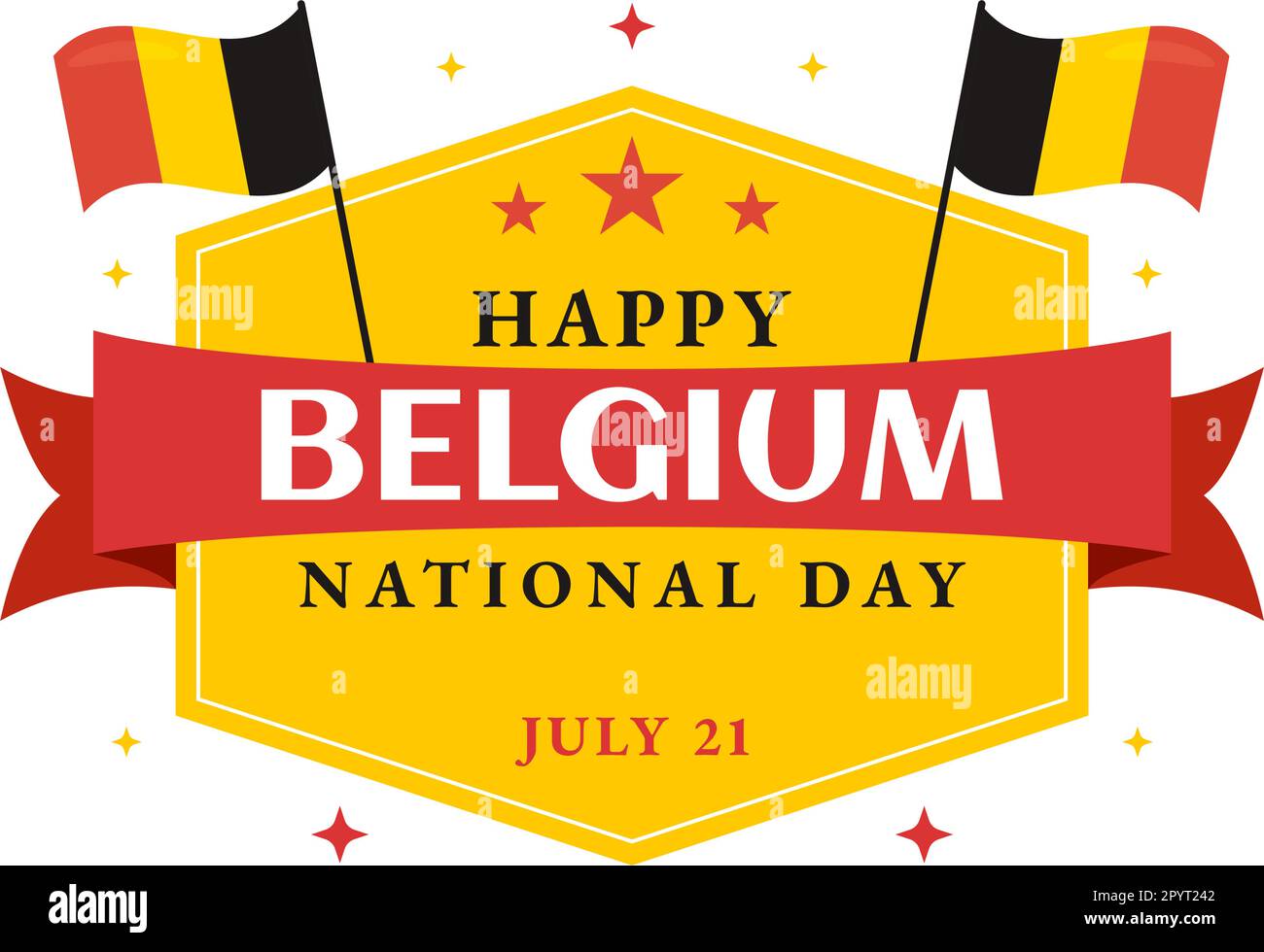 Happy Belgium Independence Day on July 21 Vector Illustration with Waving Flag Background in Flat Cartoon Hand Drawn for Landing Page Templates Stock Vector