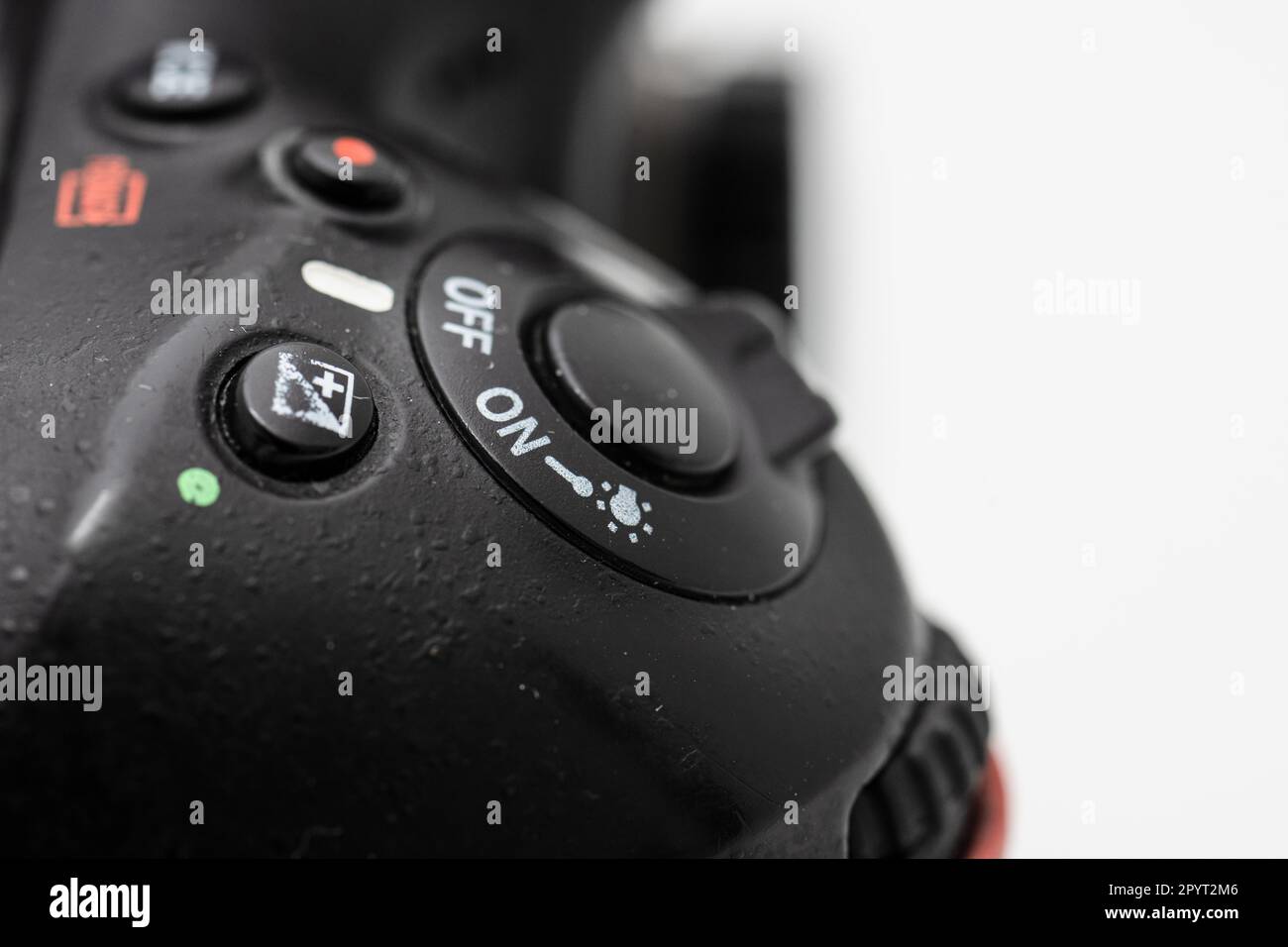 Gothenburg, Sweden - december 08 2022: Closeup of the shutter release of a Nikon D810 calera Stock Photo