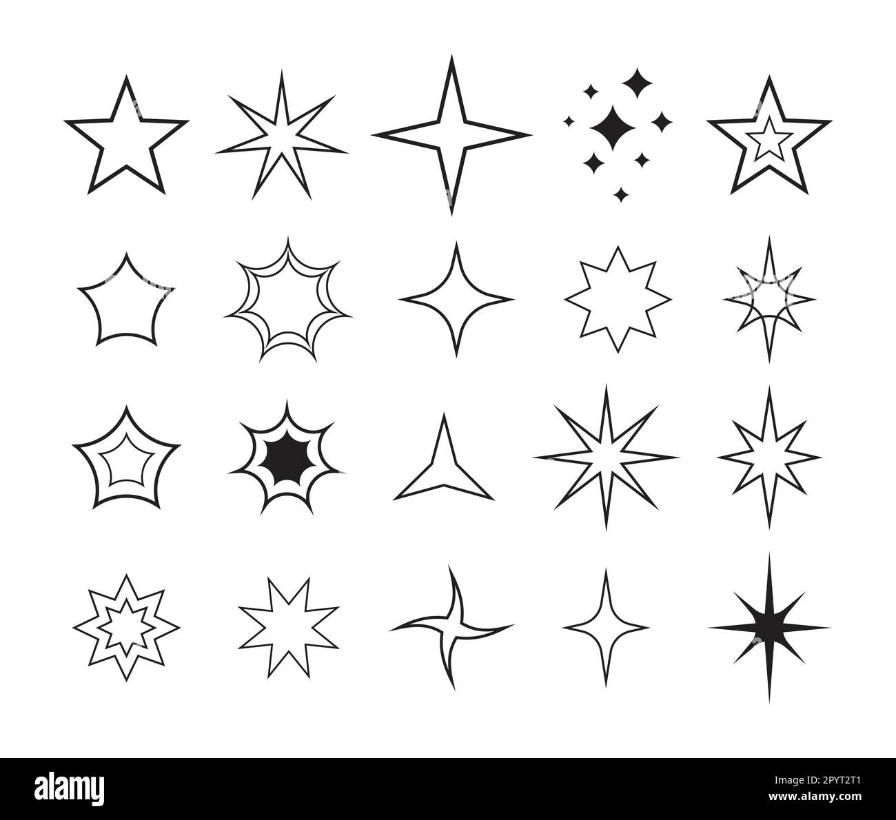 Star icon and symbol element set. Blink glitter star decorative ...