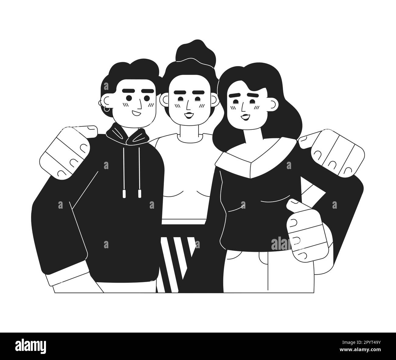 Surround yourself with good people 2D vector monochrome isolated spot illustration Stock Vector