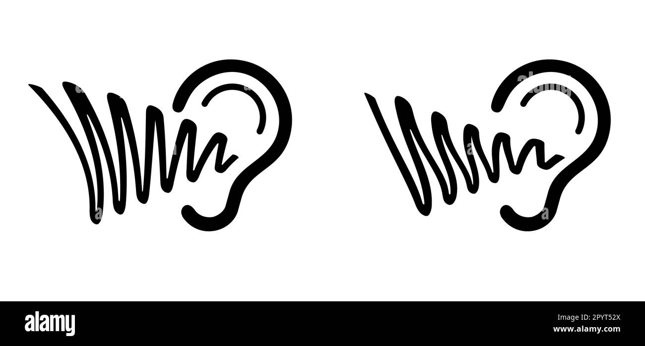 Tinnitus.. Ringing in the ears. Human ear with tinnitus icon. Vector