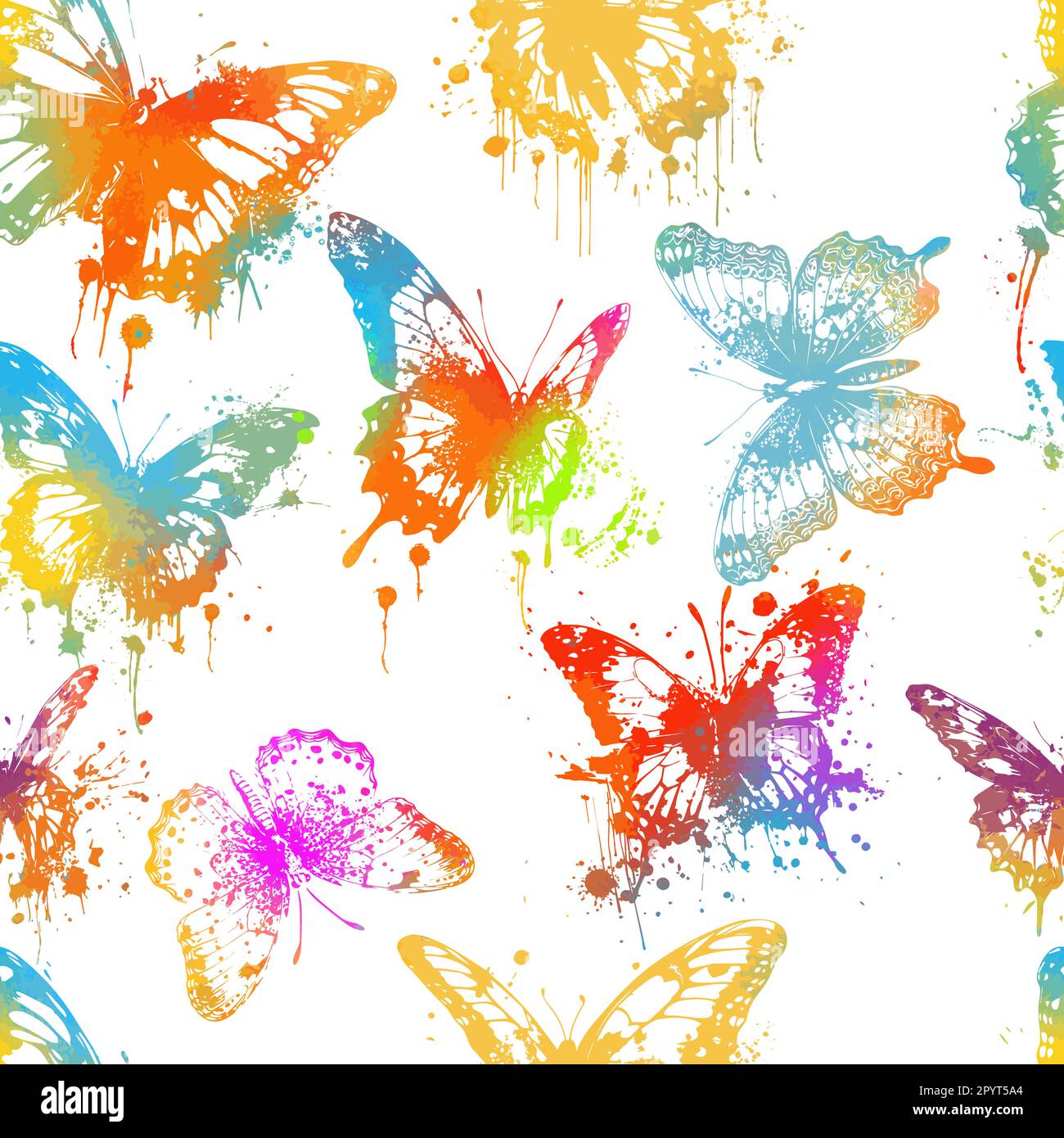 Seamless pattern of colored butterflies. Vector illustration Stock Vector
