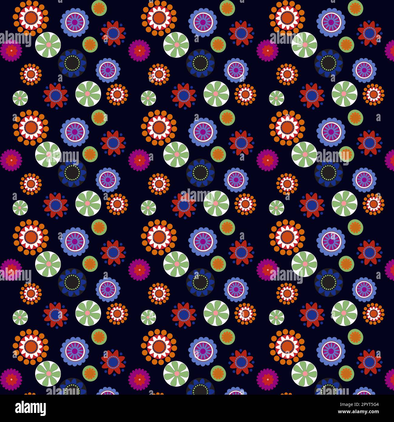 Retro Flower Pattern. Boho Floral Vintage Textile Print Stock Vector