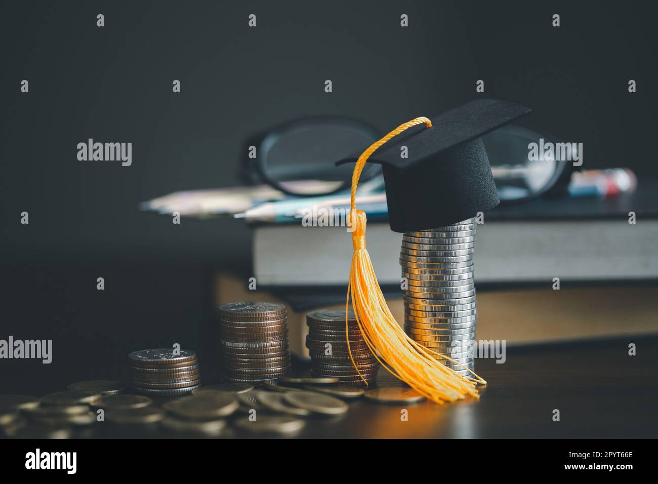 Saving money coin with banking investment, finance education concept