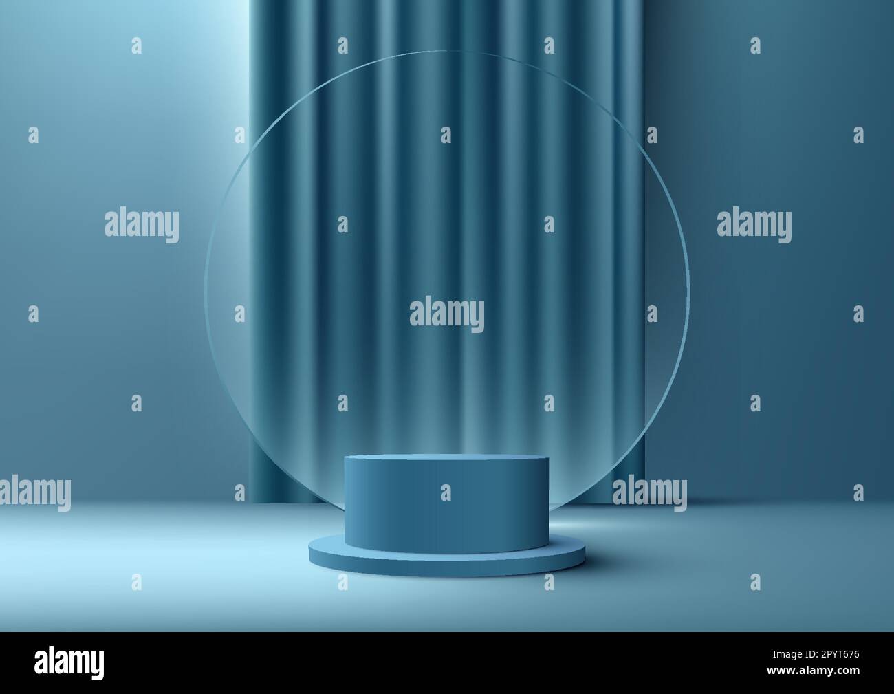 3D realistic product display modern luxury style empty blue podium