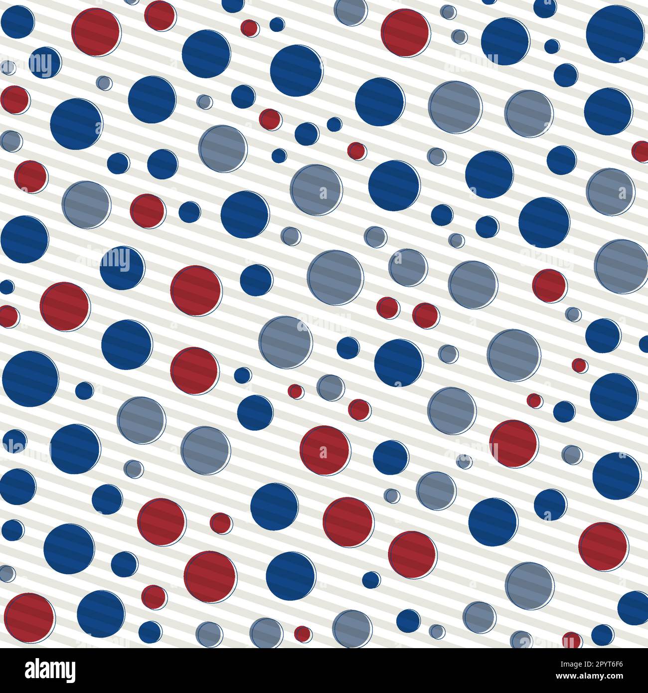 Red Blue Polka Dot Pattern with Stripes Stock Vector