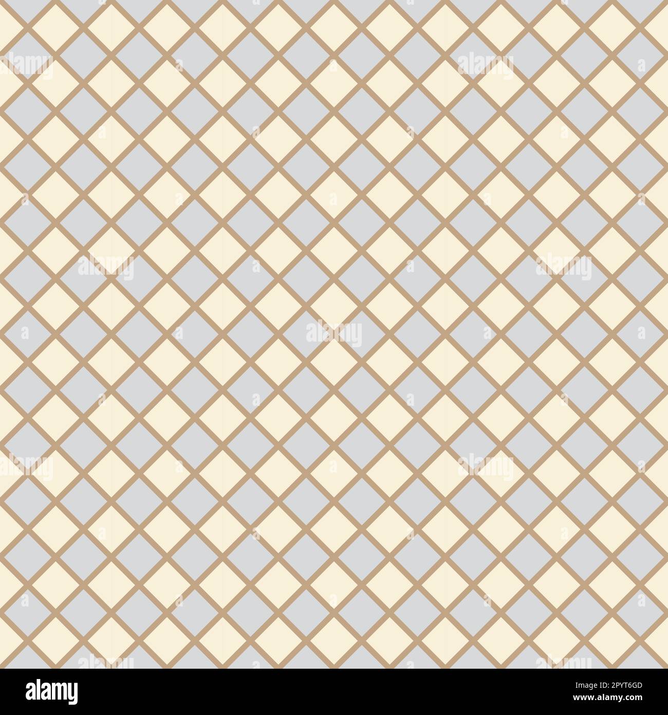 Diagonal Gingham Checker Pattern. Contemporary Pastel Beige Light Grey And Brown Linen Textured Diamond Background. Argyle Style Vintage Rustic Stock Vector