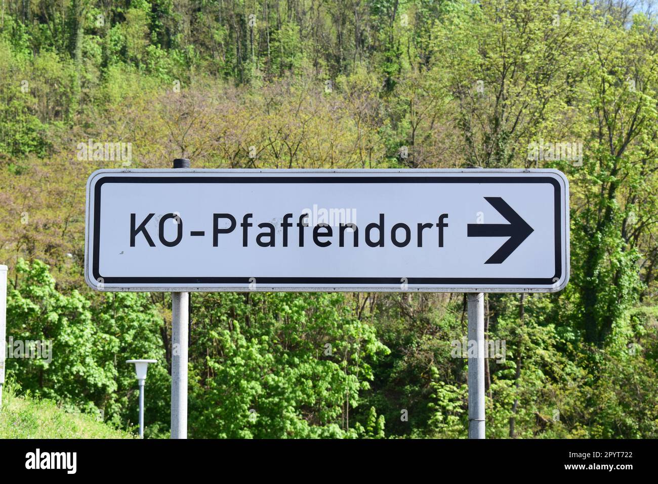 Sign to Koblenz Pfaffendorf Stock Photo