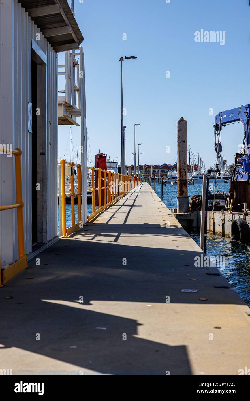 Hillarys boat harbour in 2023. with a really quiet area and no people Stock Photo Alamy