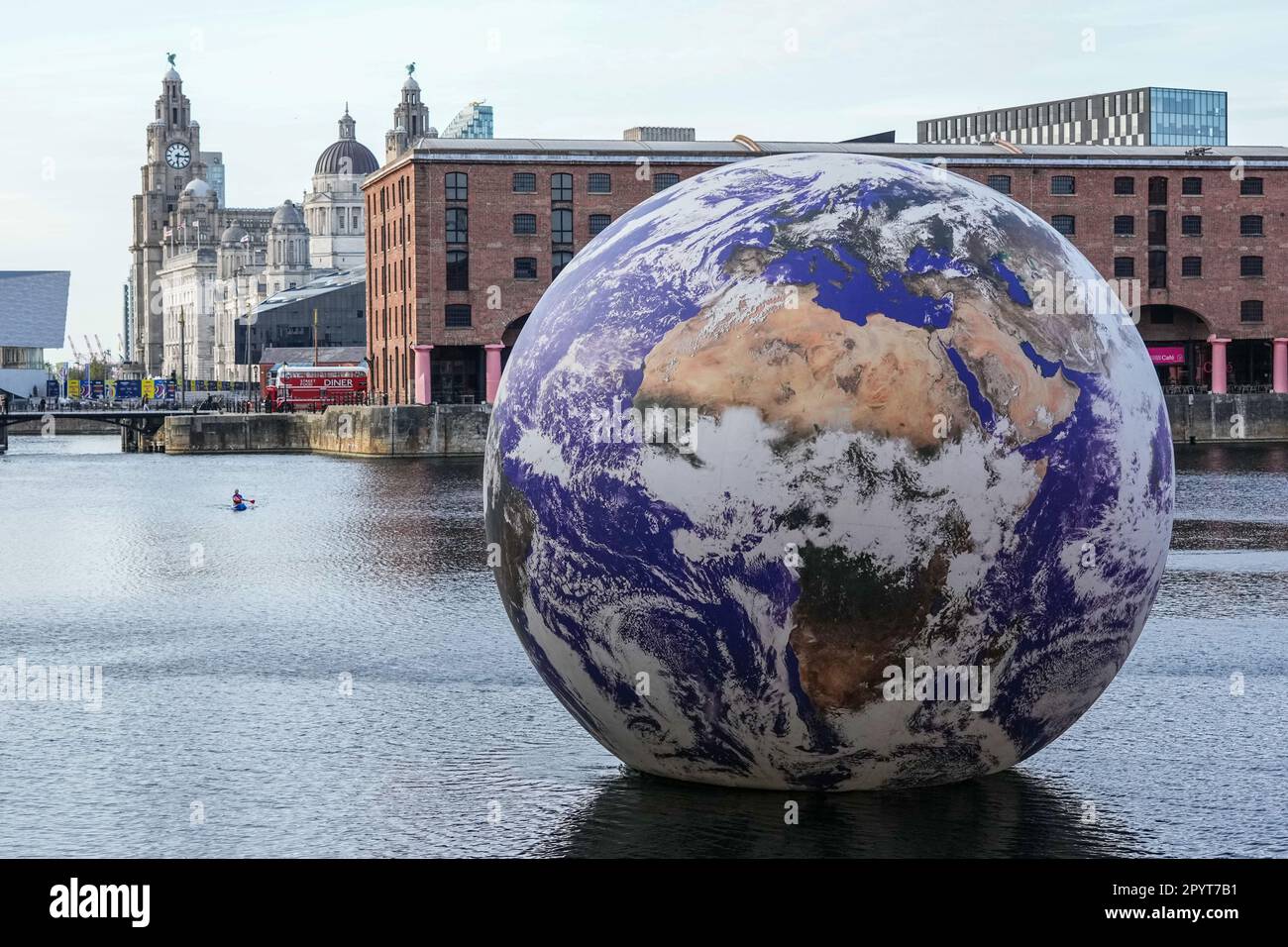 Floating Earth by Luke Jerram at the Royal Albert Dock' Stock Photo Alamy