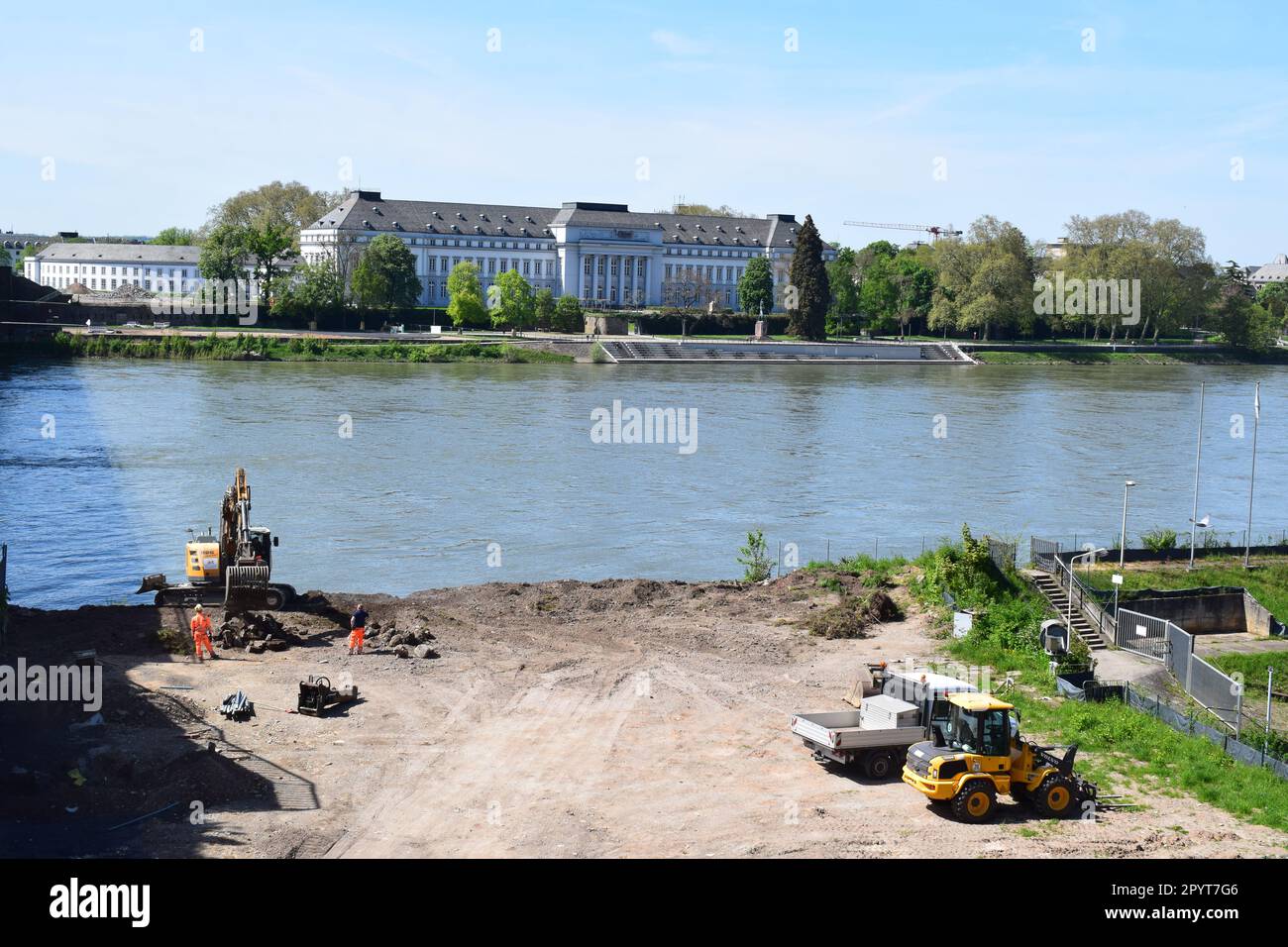 Rebuilding site of Pfaffendorfer Brücke, Koblenz Stock Photo
