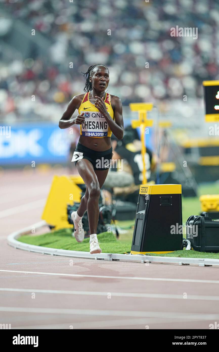 Stella Chesang running the 10.000 m at the 2019 World Athletics
