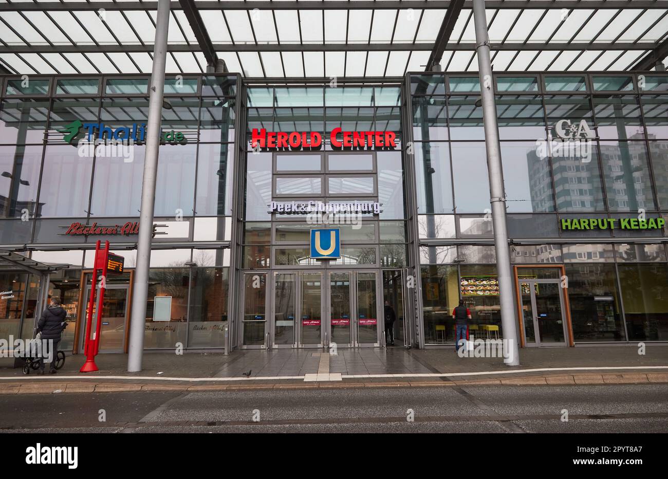 Norderstedt, Germany. 12th Feb, 2023. Above an entrance to the Herold