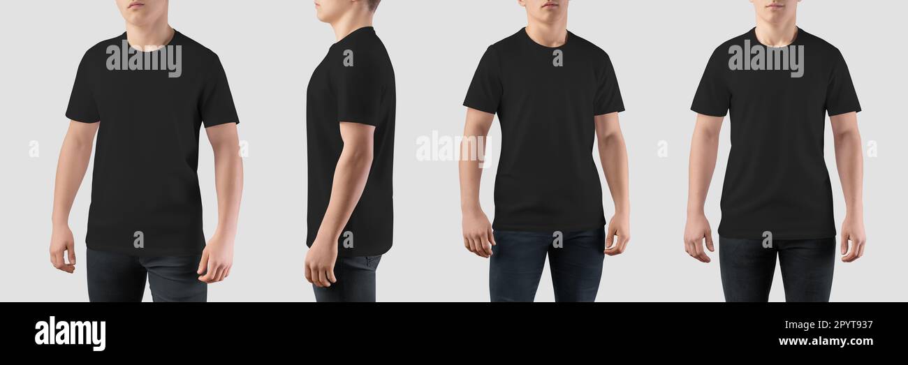 Black t shirt template front side hi-res stock photography and images -  Alamy
