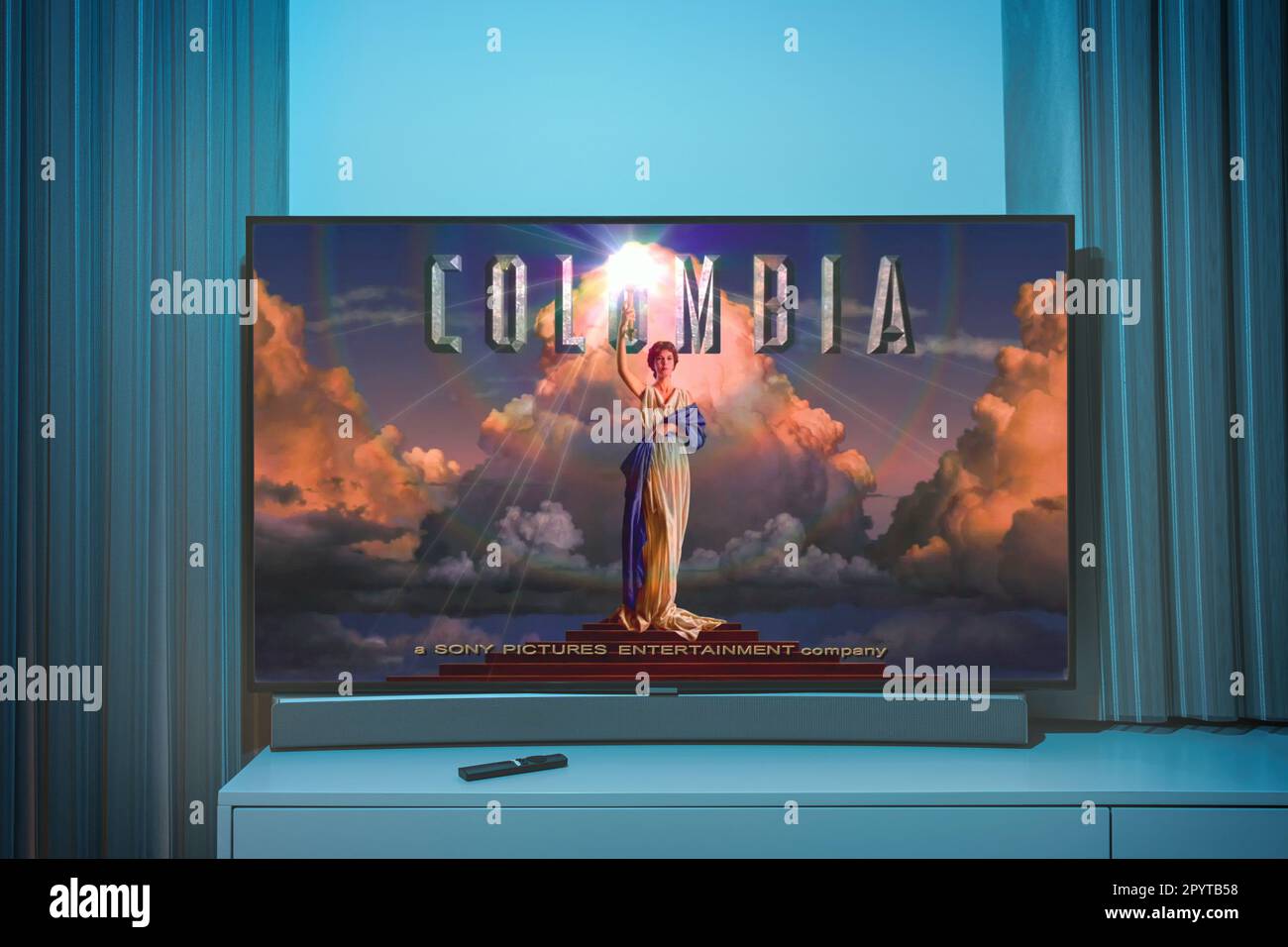 Kaunas Lithuania 2023 May 5 Columbia Pictures Intro Logo On Tv Kaunas Lithuania 2023 May 5 Columbia Pictures Intro Logo On Tv