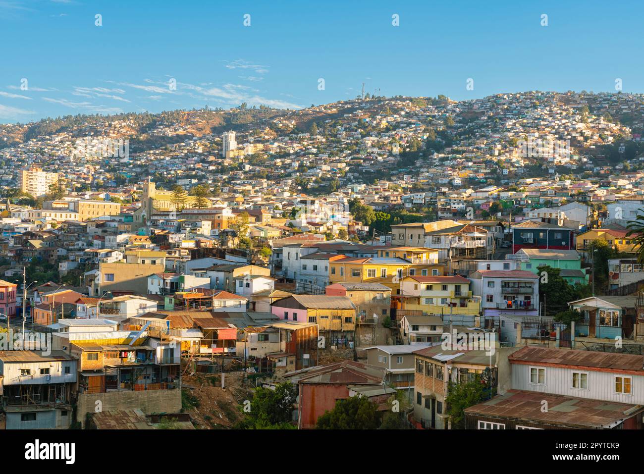 Residential buildings in Valparaiso, Chile Stock Photo