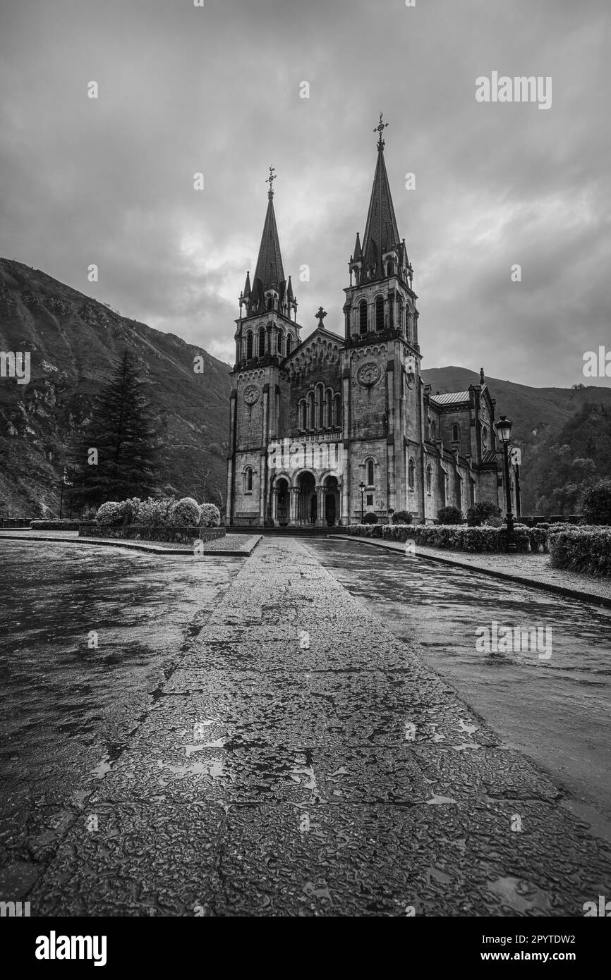 Cathedral of our lady of Covadonga in Asturias Stock Photo