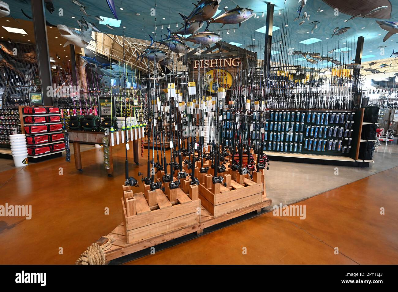 Fishing rods for sale at the Outdoor World Bass Pro shop in Las