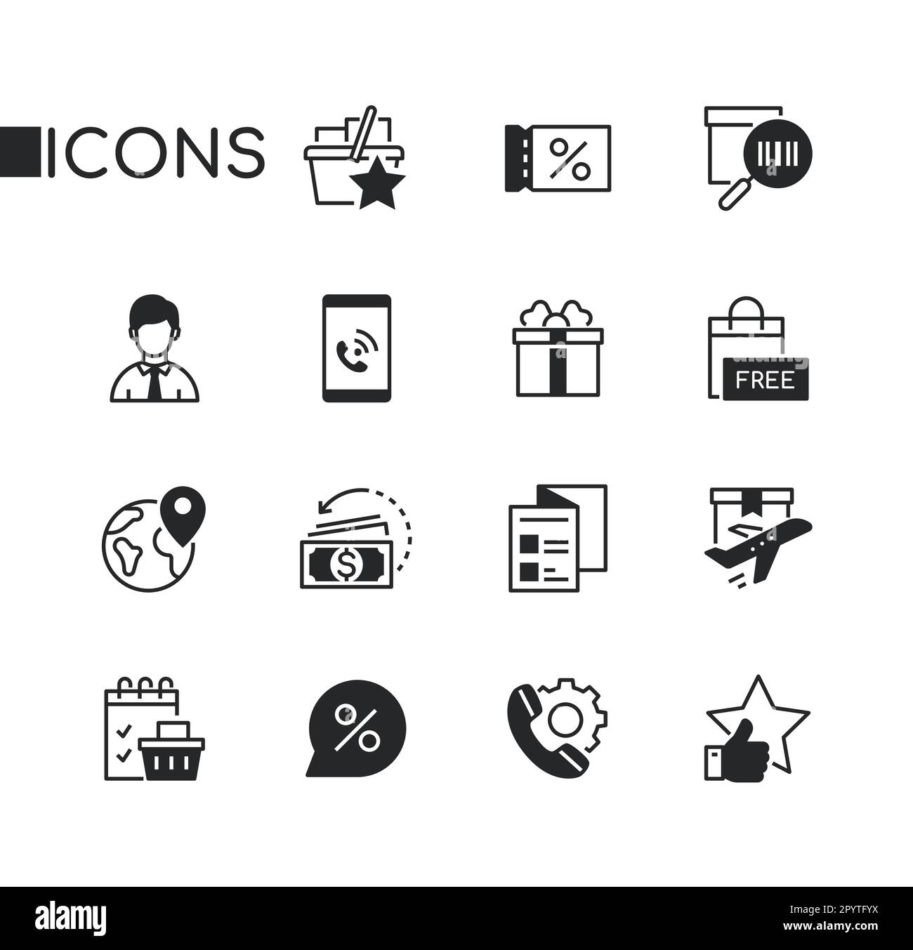 Shopping and delivery - set of line design style icons Stock Vector ...