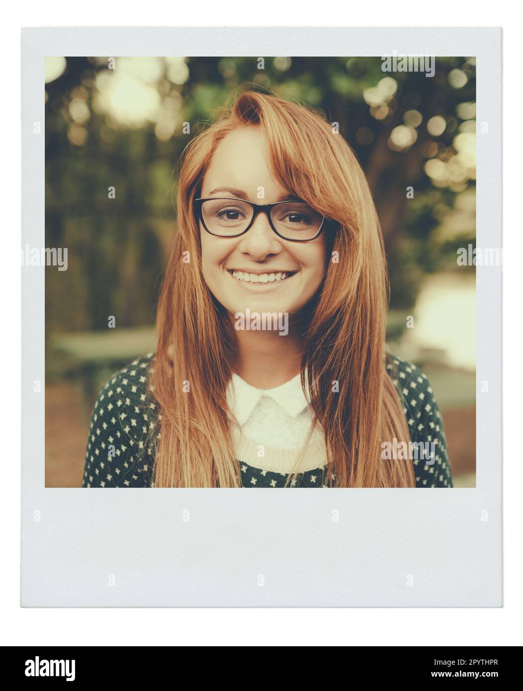 Attractive redhead woman outside natural cut out stock images