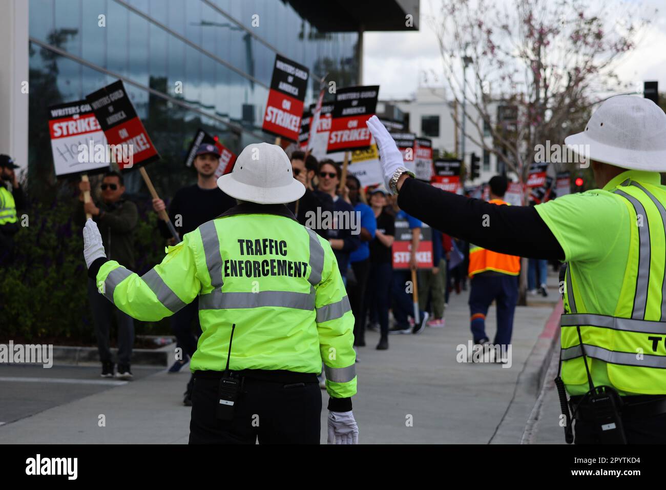 Hollywood California USA 4th May 2023 Traffic Reinforcement man Hollywood California USA 4th May 2023 Traffic Reinforcement man