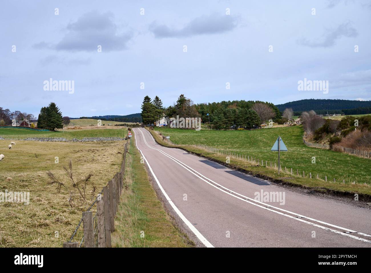 The A95 trunk road near Nethy Bridge, Cairngorm national Park, Highland region, northern Scotland, UK Stock Photo