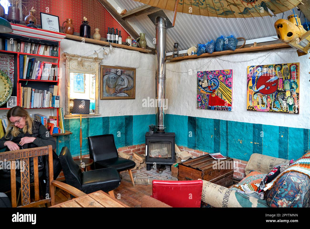 Colourful Interior of the Straw Kitchen cafe at Whichford Pottery Whichford, ShipstononStour