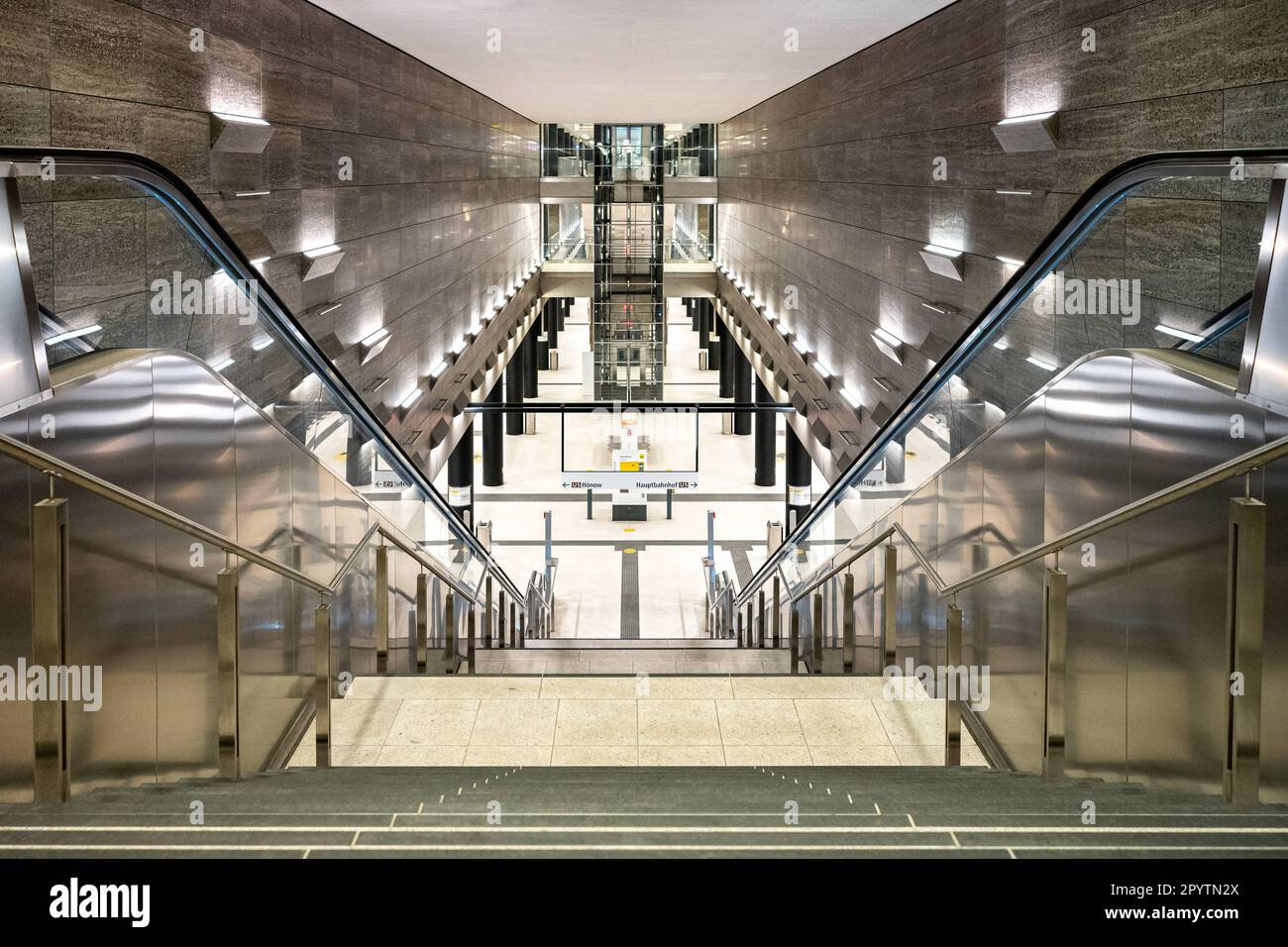 'Entrance of the The new subway station ''Unter den Linden'' of the U5 line in Berlin.' Stock Photo