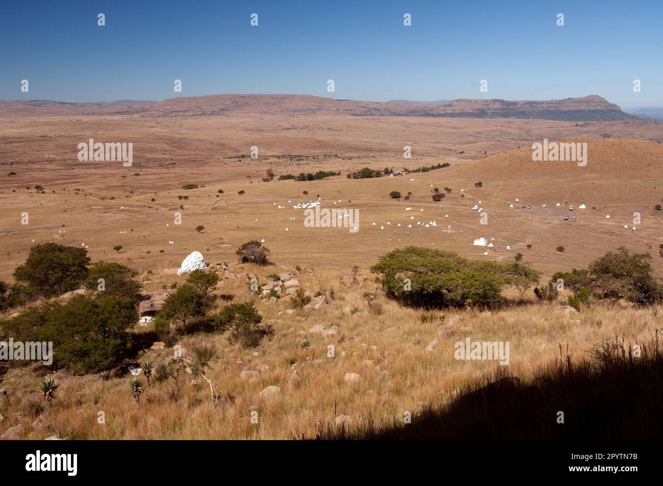 Wide view from Isandlwana Hill showing the extent and distribution of ...