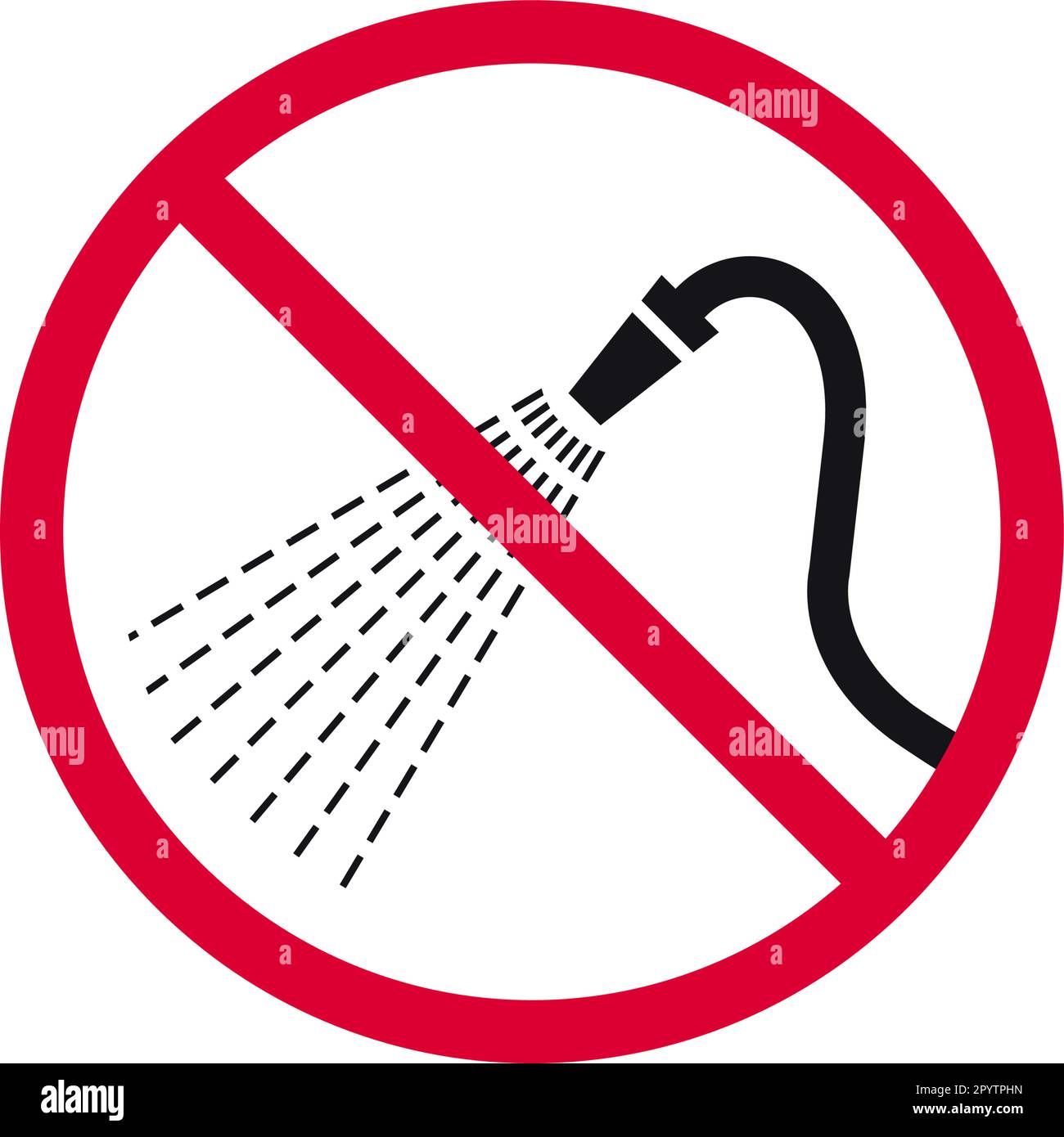 Do not spray with water prohibited sign, forbidden modern round sticker, vector illustration